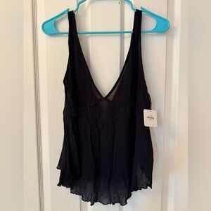 NWT Free People flowy black v-neck top size s